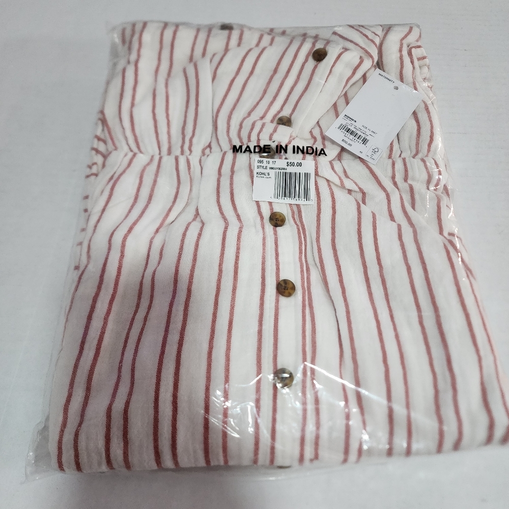 Sonoma Goods for Life Pink & White Stripped Maternity Maxi Dress - Picture 4 of 5